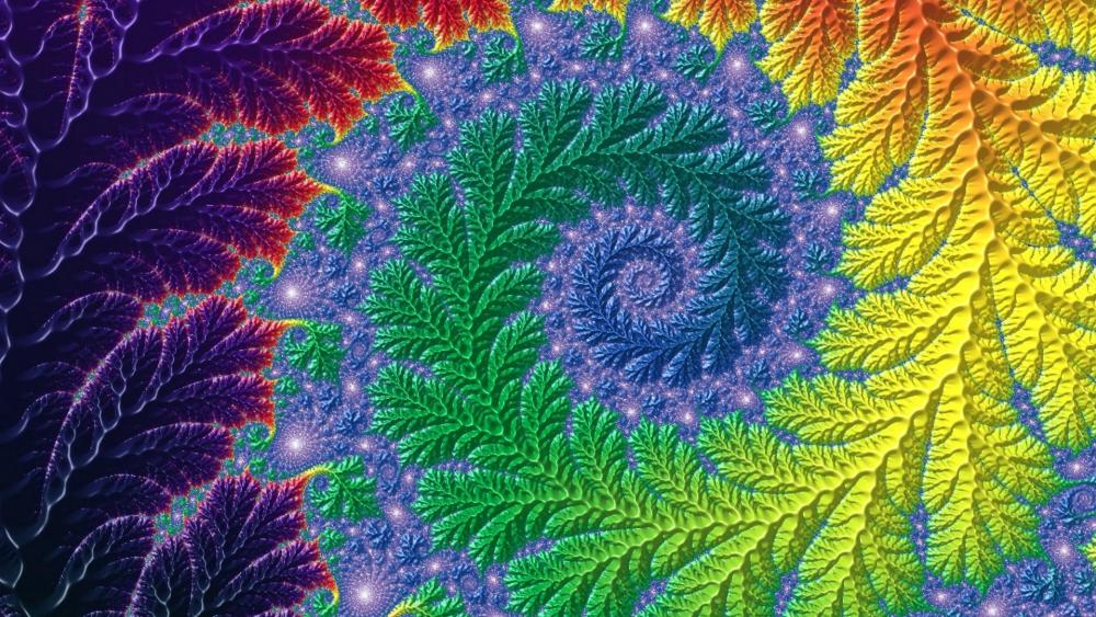 Multicolor fractal fern wallpaper