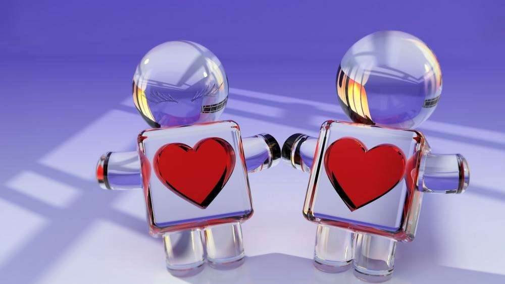 Glass toy couple love wallpaper