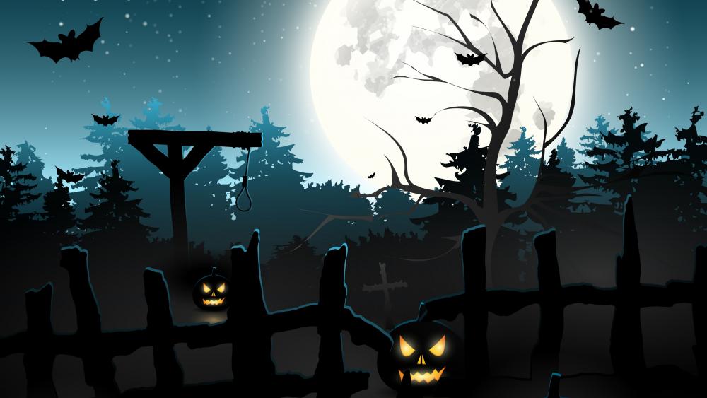Cemetery with Jack-o'-Laterns wallpaper