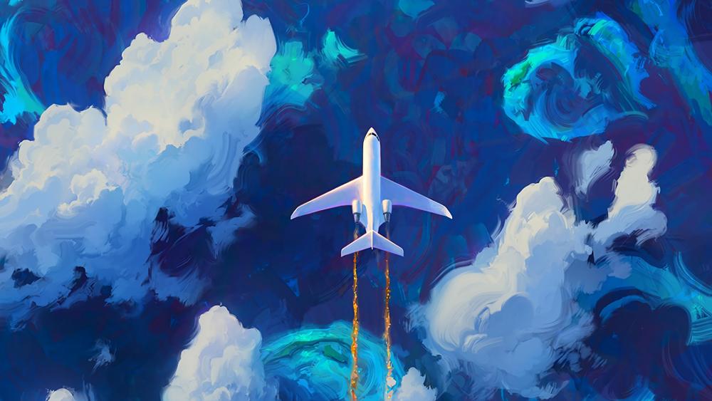 Airplane painting art wallpaper