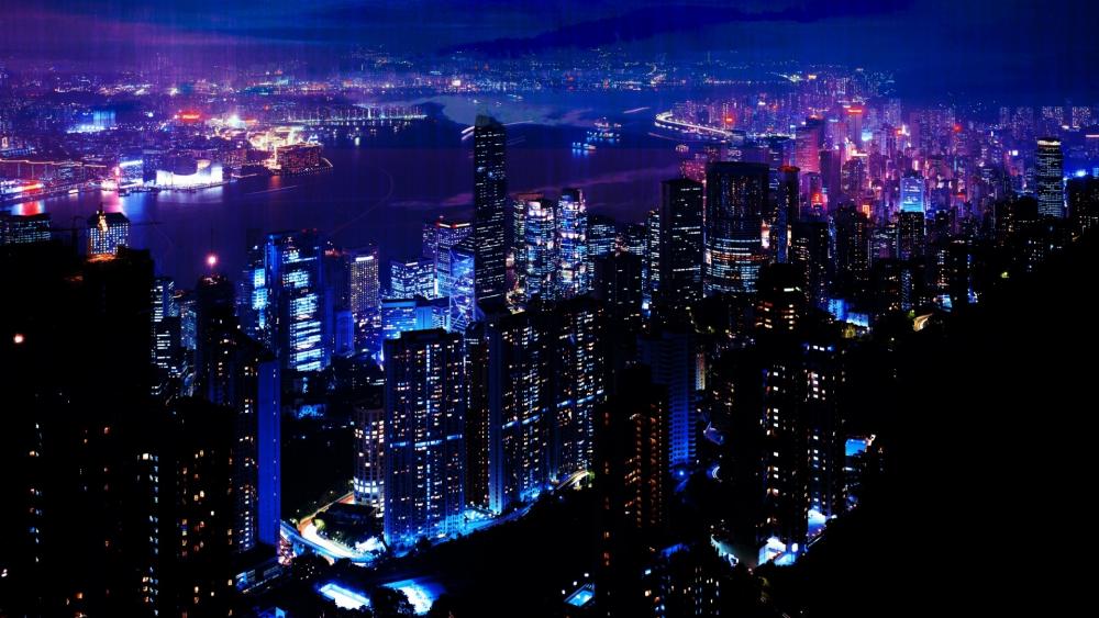 Hong Kong at night from Victoria Peak wallpaper