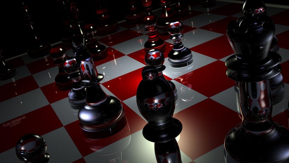 3D chess digital art wallpaper