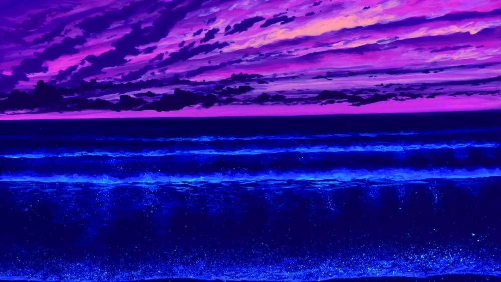 Purple horizon painting wallpaper