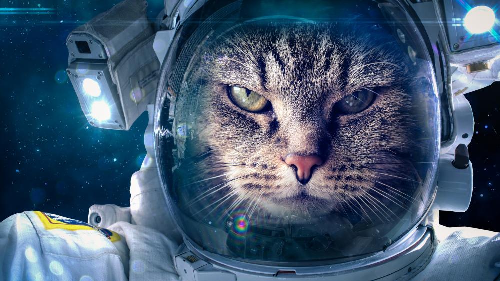 Astronaut cat in the space wallpaper