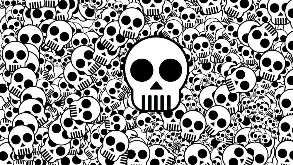 Skull Frenzy in Monochrome wallpaper