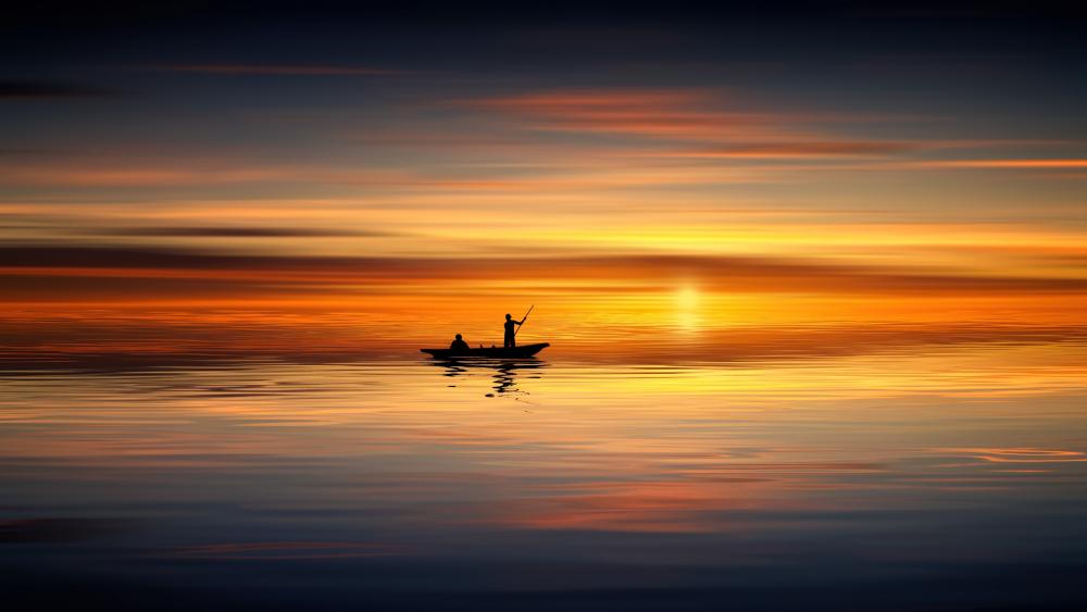 Fishermans in the sunset wallpaper
