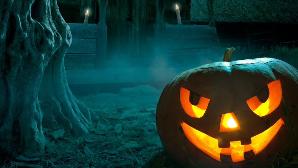 Spooky Jack O'lantern on Halloween night wallpaper