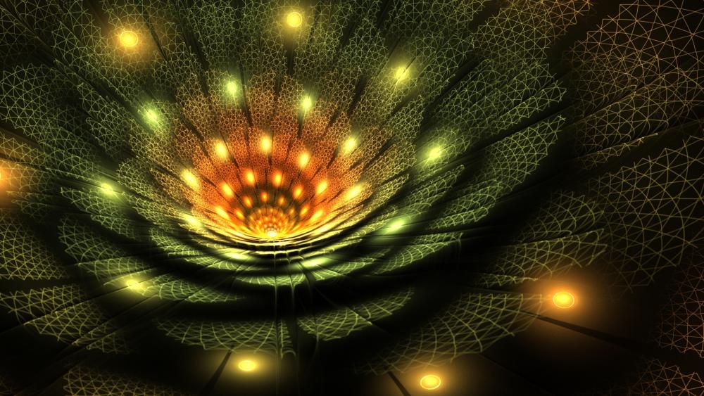 3D Glowing flower fractal art wallpaper