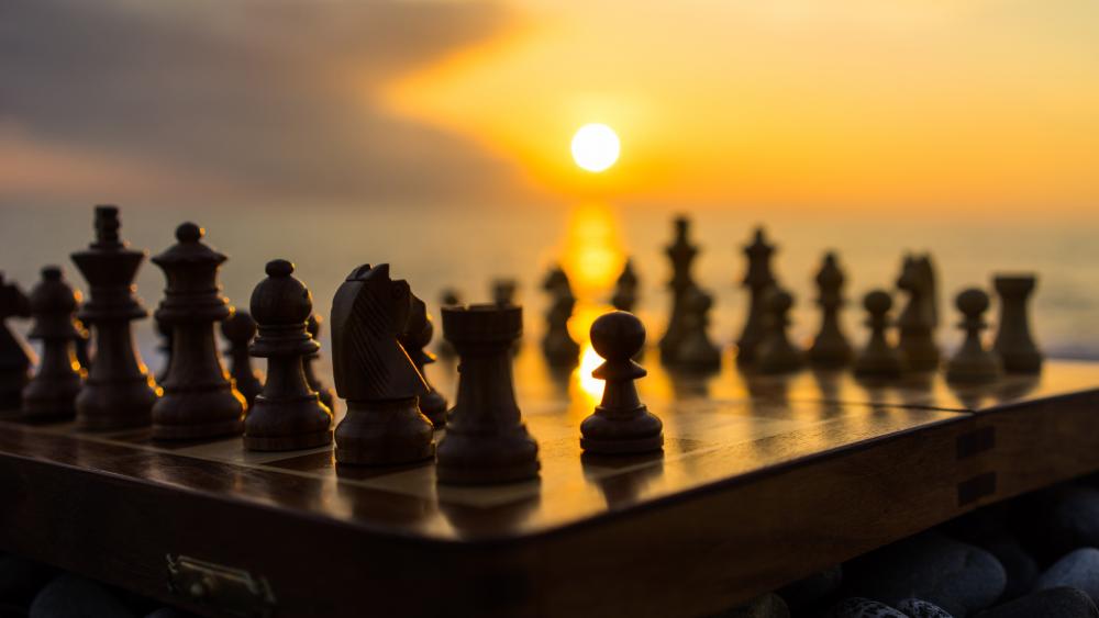 Chessboard in the sunset wallpaper