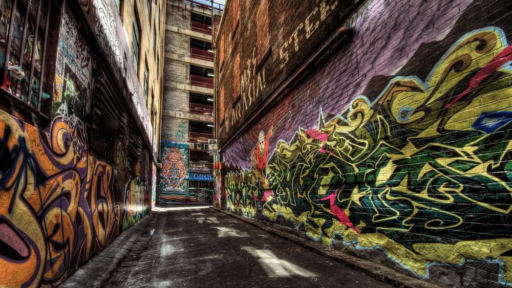 Alley way graffiti wallpaper