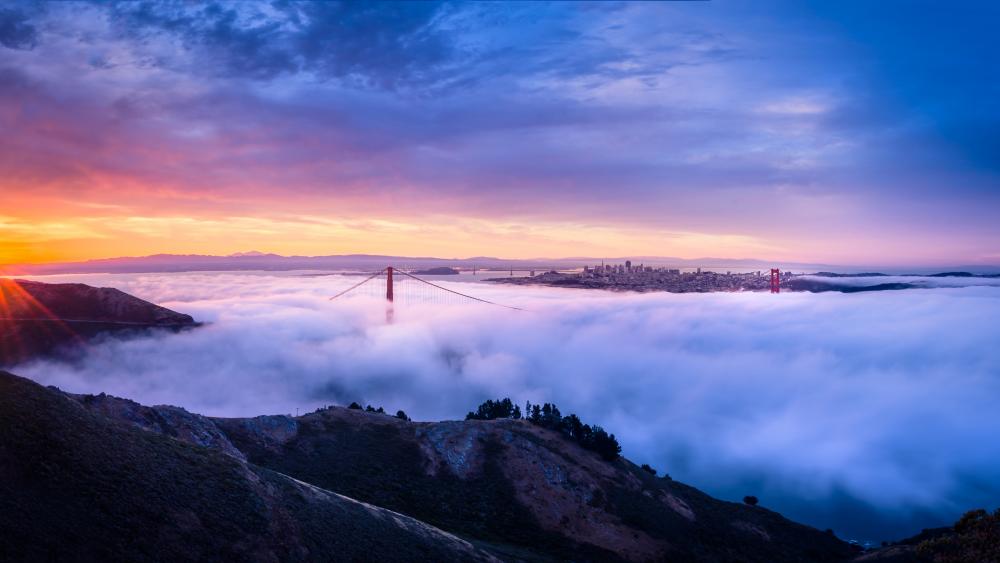 Golden Gate Bridge at sunrise wallpaper