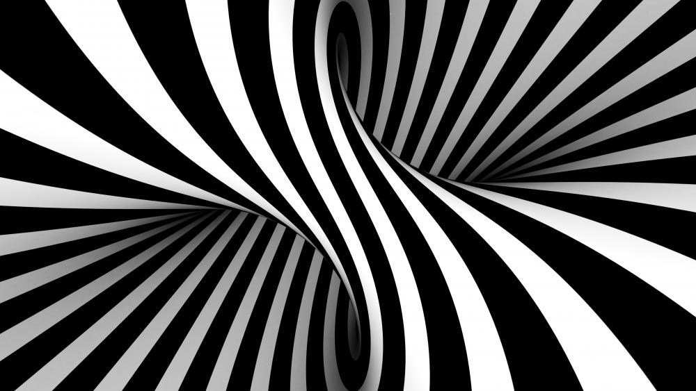 Vasarely style black and white optical illusion wallpaper