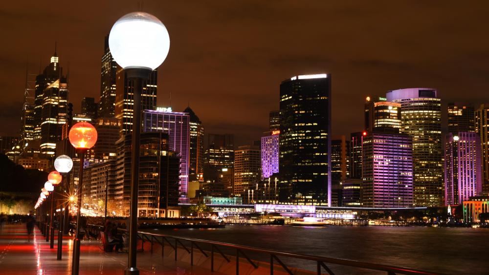 Sydney skyline at night wallpaper