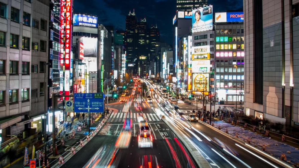 Time-lapse Photo of Downtown Tokyo wallpaper