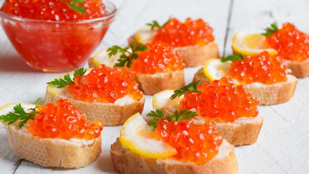 Red caviar sandwich wallpaper