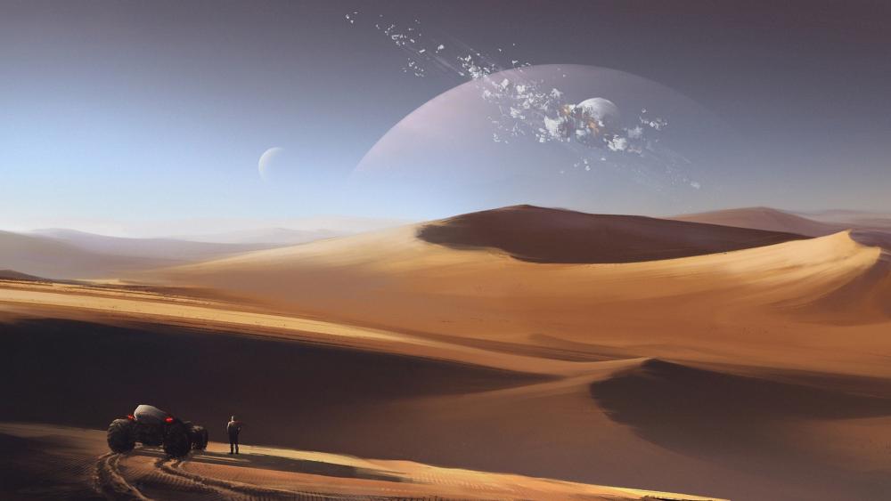 Desert on an alien planet wallpaper