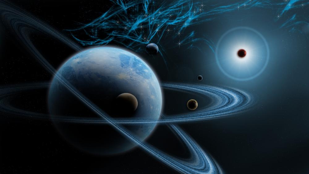 Planet ring system wallpaper