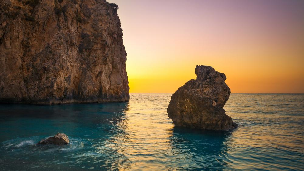 Sunset from the Milos Beach (Lefkada Island, Greece) wallpaper