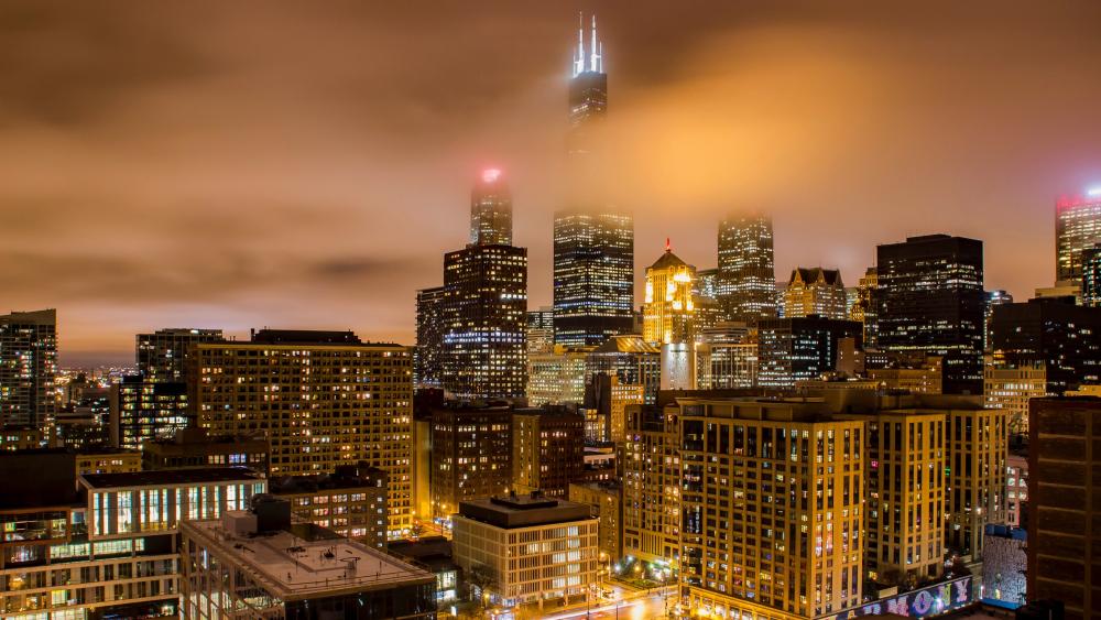 Foggy cityscape wallpaper