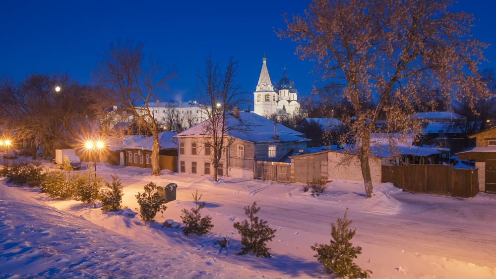 Suzdal and the Cathedral of the Nativity in the distance wallpaper