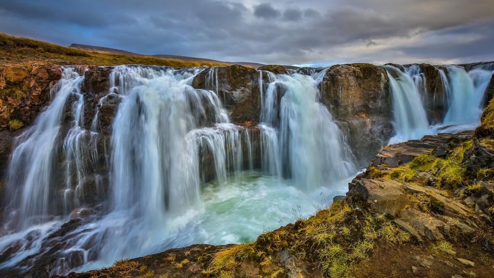 Kolufossar waterfall in Kolugljufur in North Iceland wallpaper