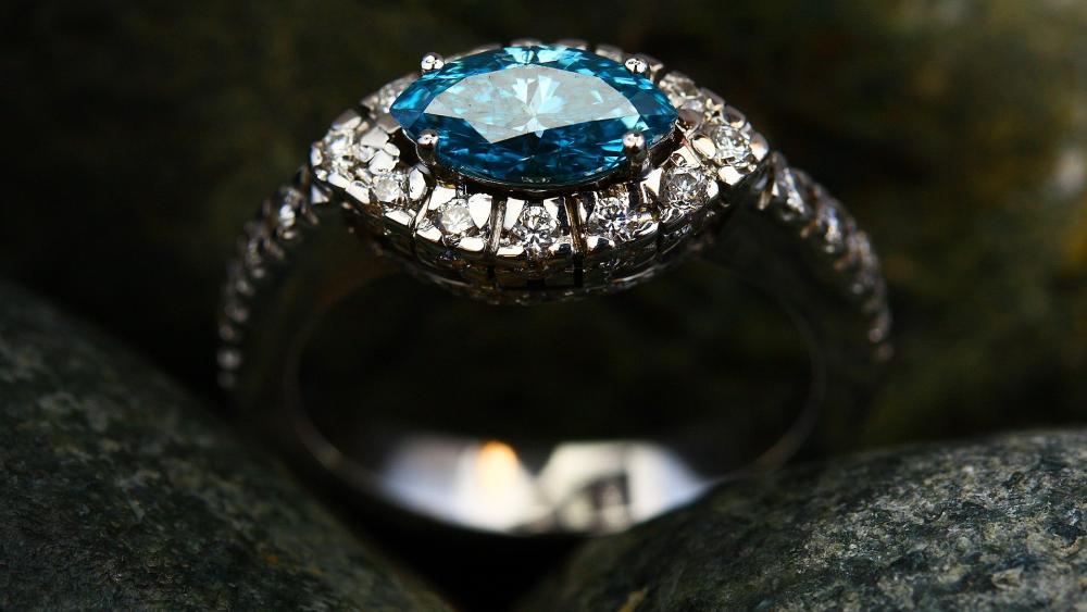 Blue diamond gem Ring wallpaper