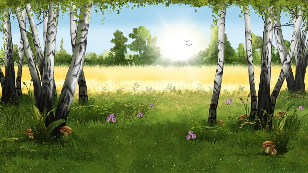 Spring landscape fantasy art wallpaper