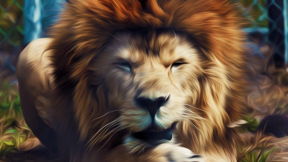 Lion painting effect wallpaper