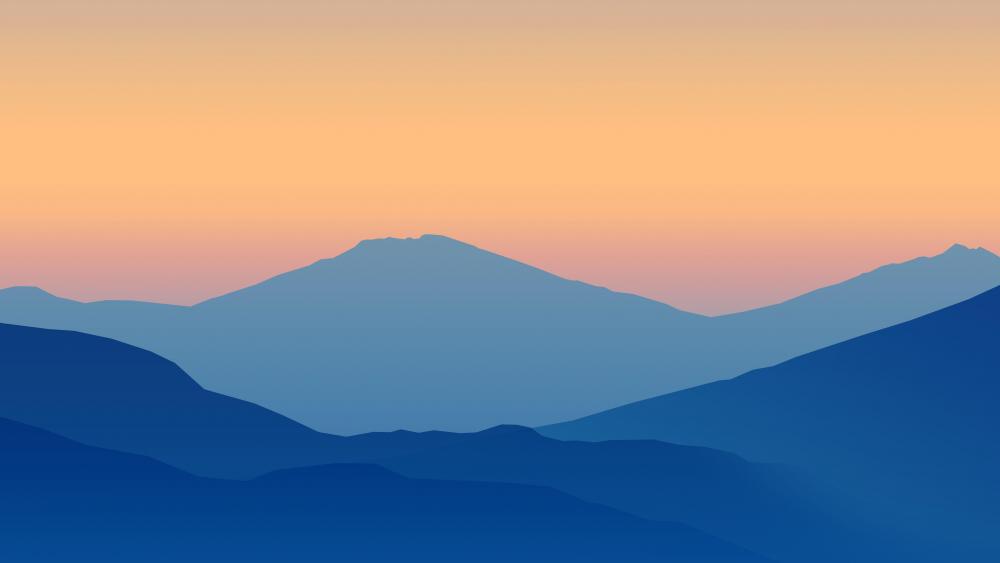 Blue mountains silhouettes wallpaper