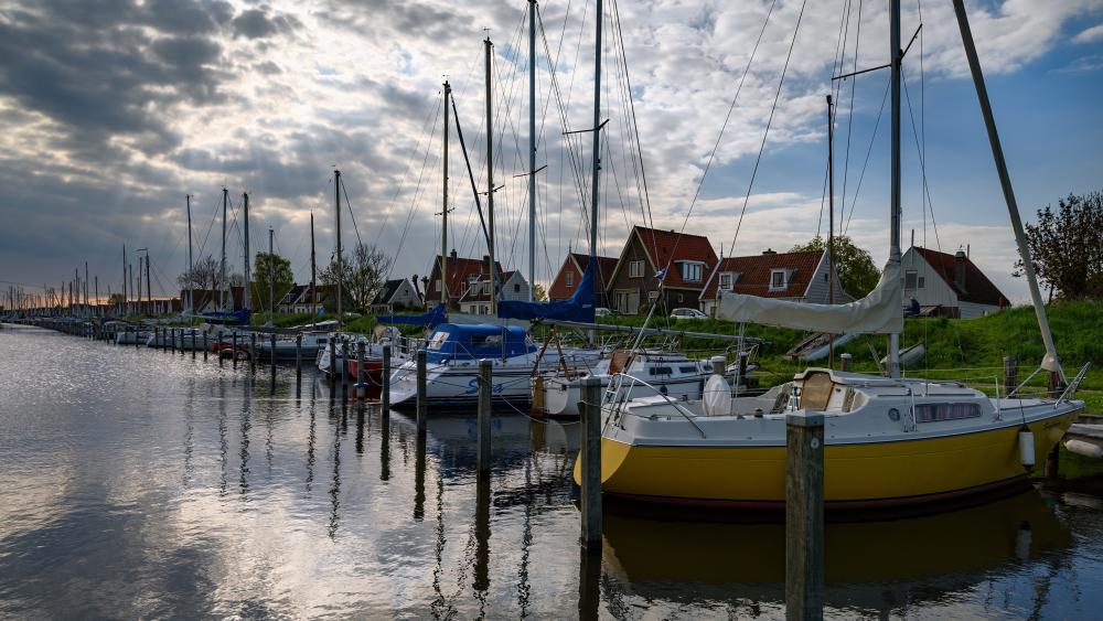 Sailboats in the marina (Durgerdam, Amsterdam) wallpaper