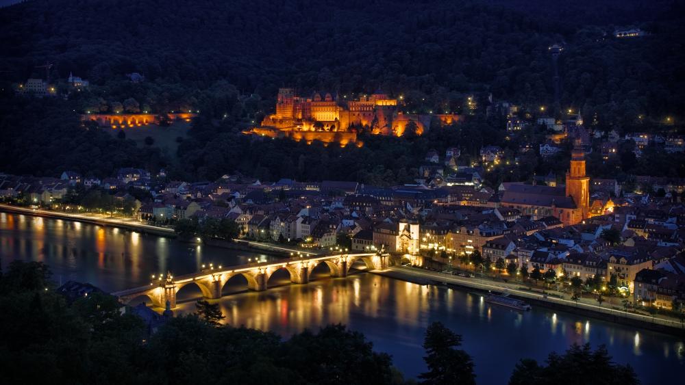 Heidelberg at night (Germany) wallpaper