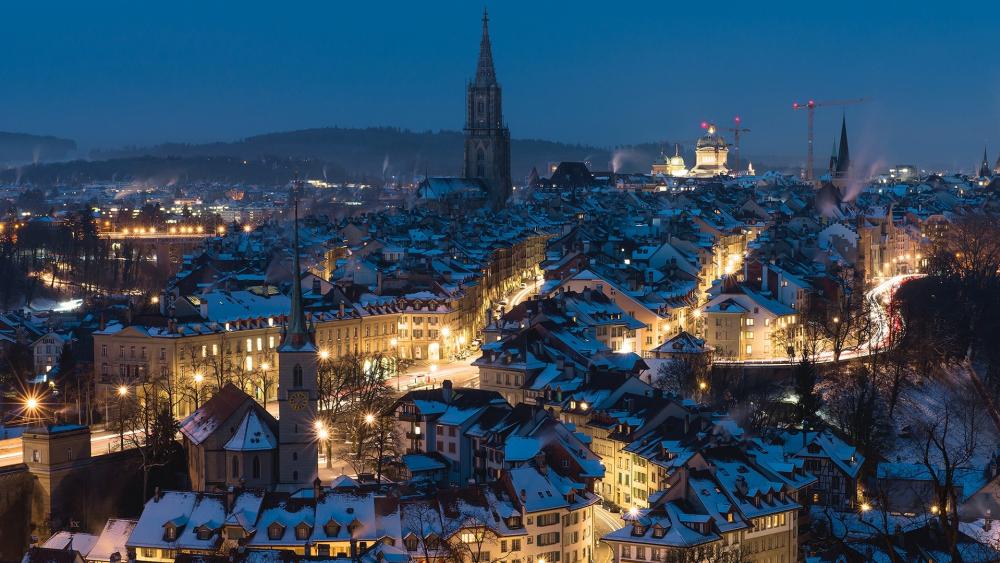 Winter night in Bern wallpaper