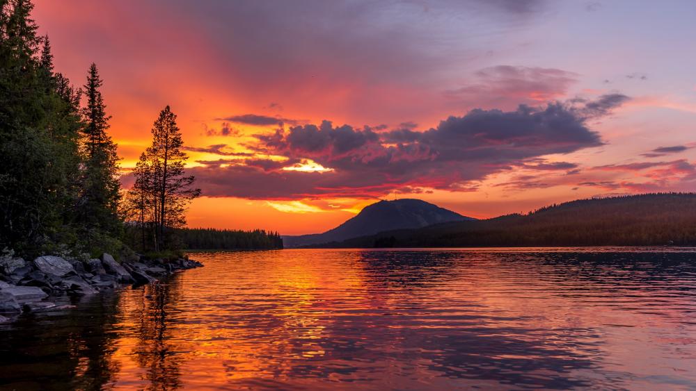 Breathtaking Sunset Over Lake wallpaper