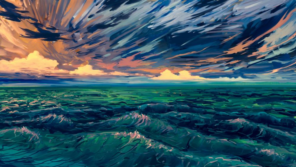 Fantasy seascape digital painting wallpaper
