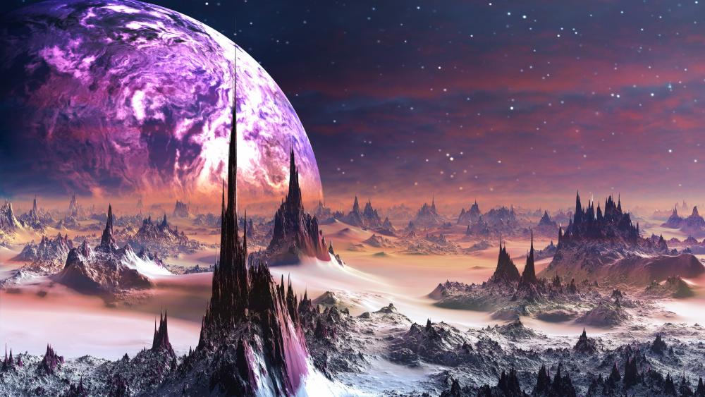 Spiky scifi planet landscape wallpaper