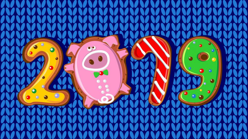 2019 New Year Gingerbreads wallpaper