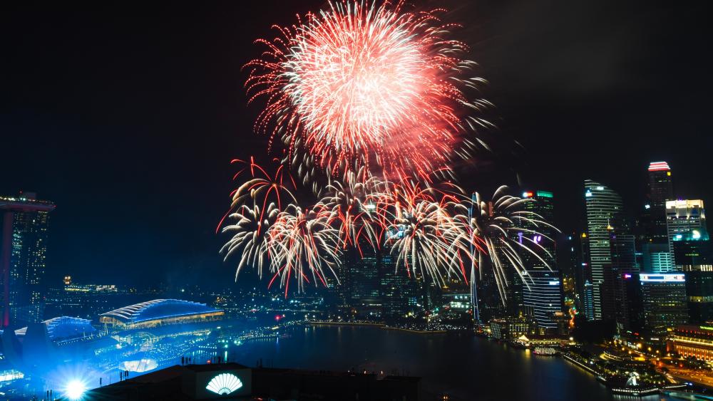 Fireworks Over Marina Bay wallpaper