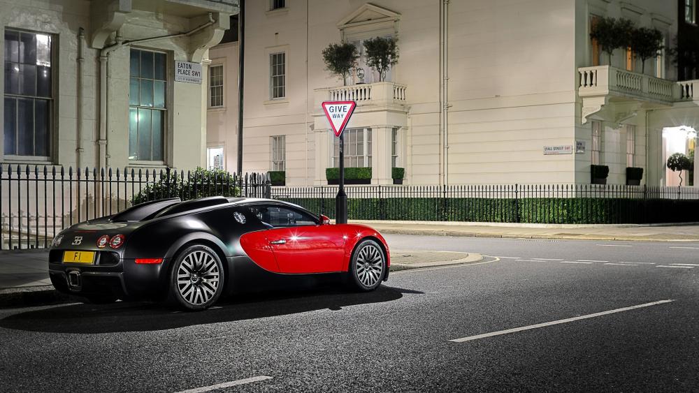 Bugatti Veyron on the street wallpaper