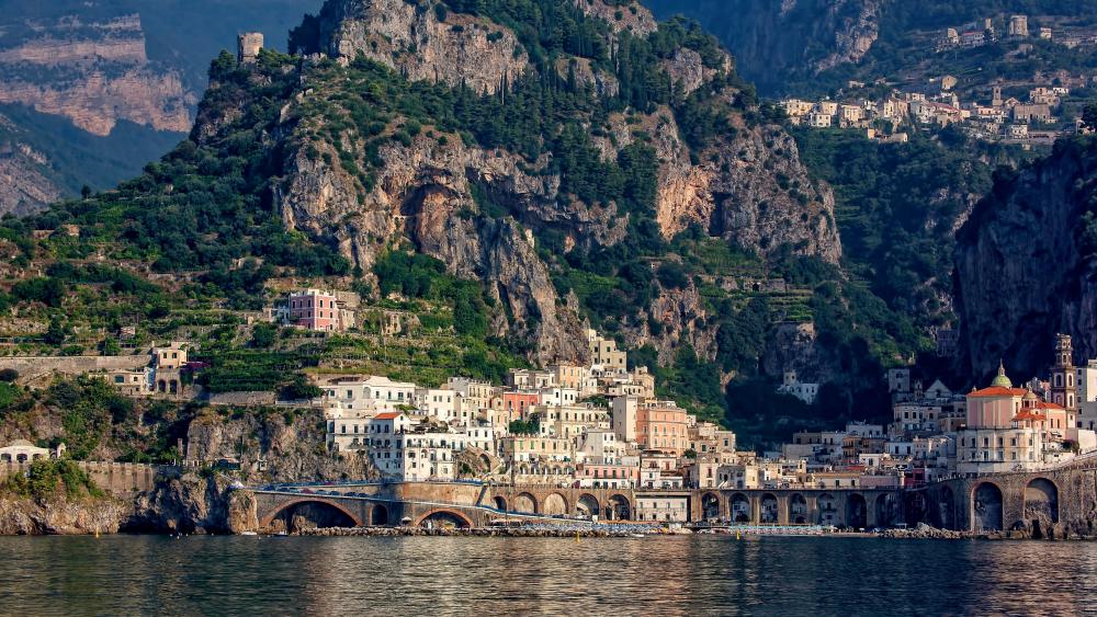 Amalfi from the Tyrrhenian Sea (Italy) wallpaper