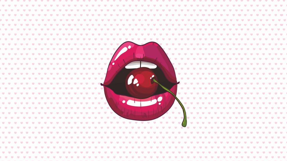 Cherry lips wallpaper
