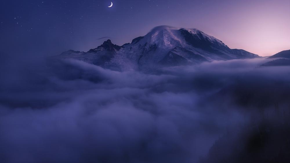 Mt. Rainier at night wallpaper