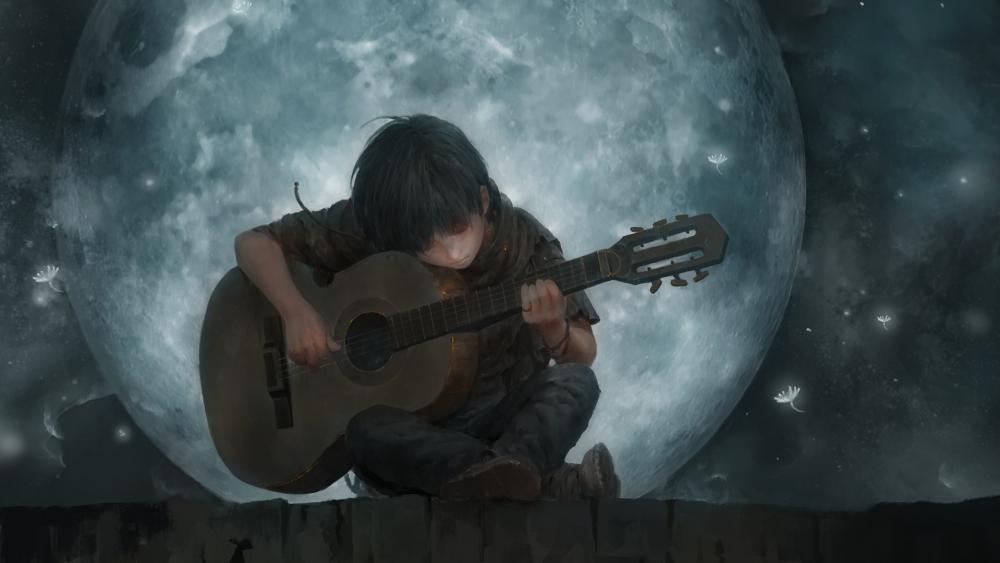 Music in the moonlight wallpaper