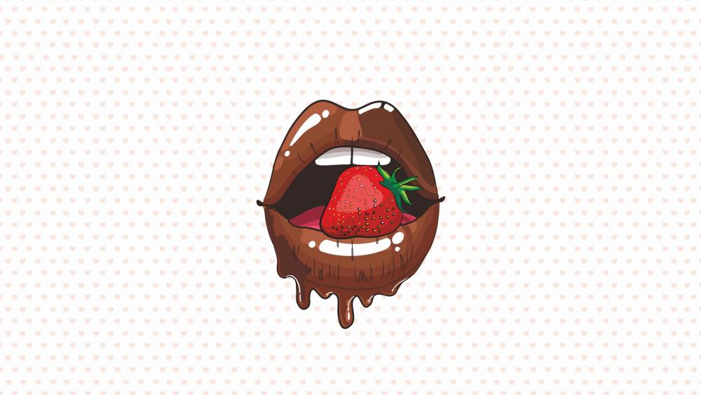 Sweet Temptation of Strawberry Chocolate Kiss wallpaper