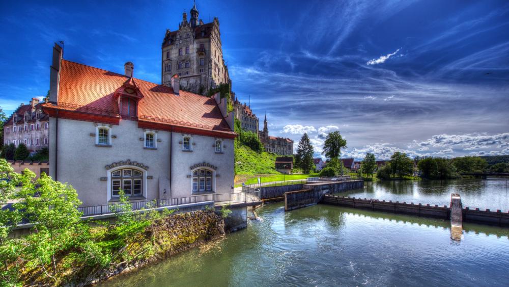 Sigmaringen Castle from Danube River wallpaper