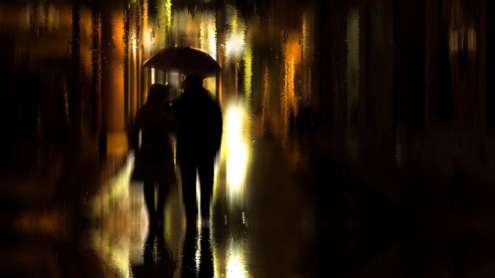 Romantic rainy night wallpaper