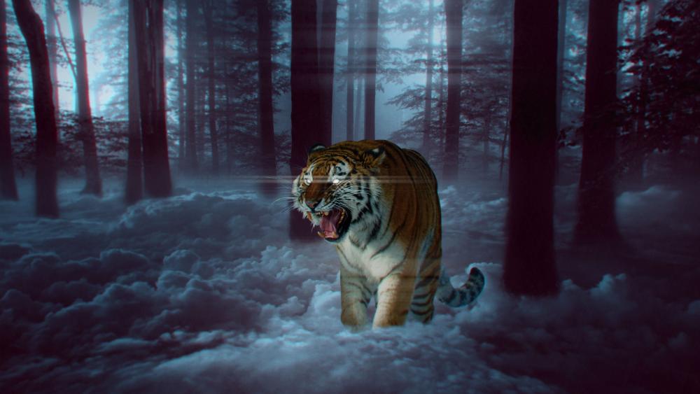 Wild tiger in the forest wallpaper