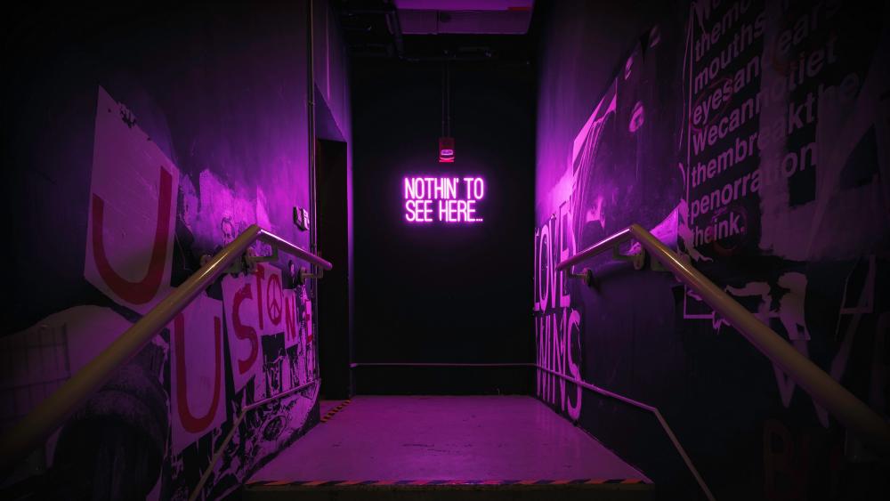 Neon Contradiction in a Purple Passage wallpaper