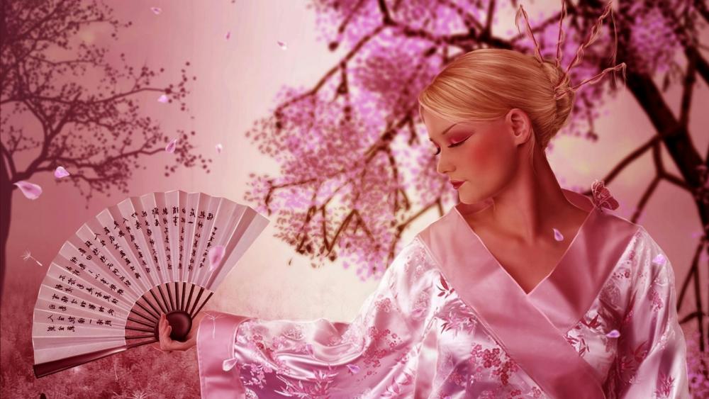 Blonde Geisha wallpaper