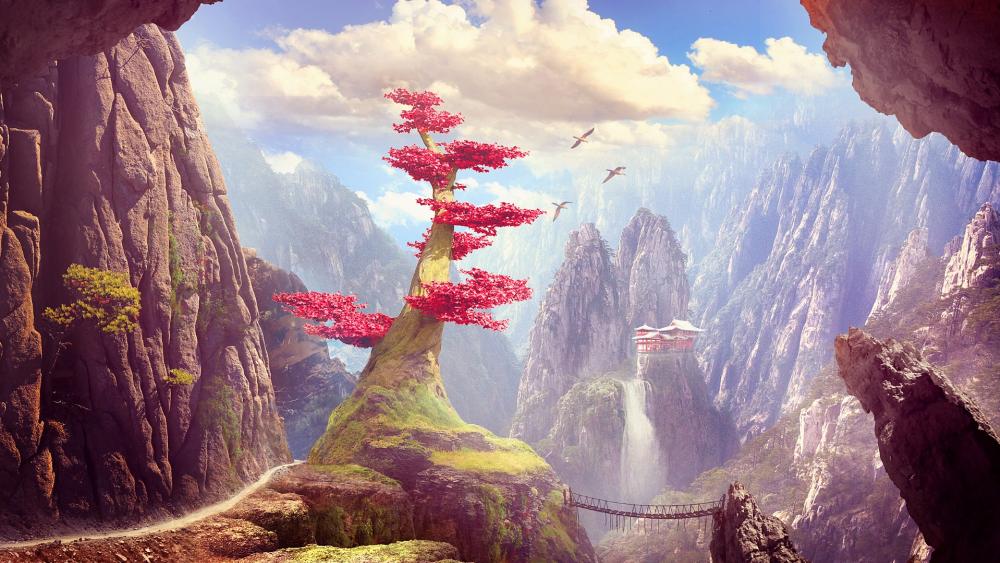 Chinese landscape fantasy art wallpaper