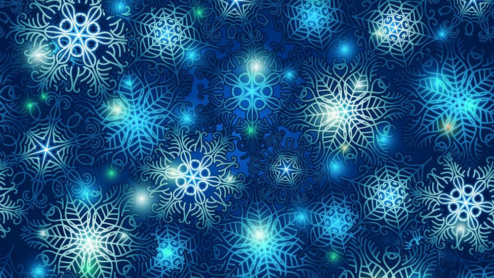 Blue snowflake pattern wallpaper